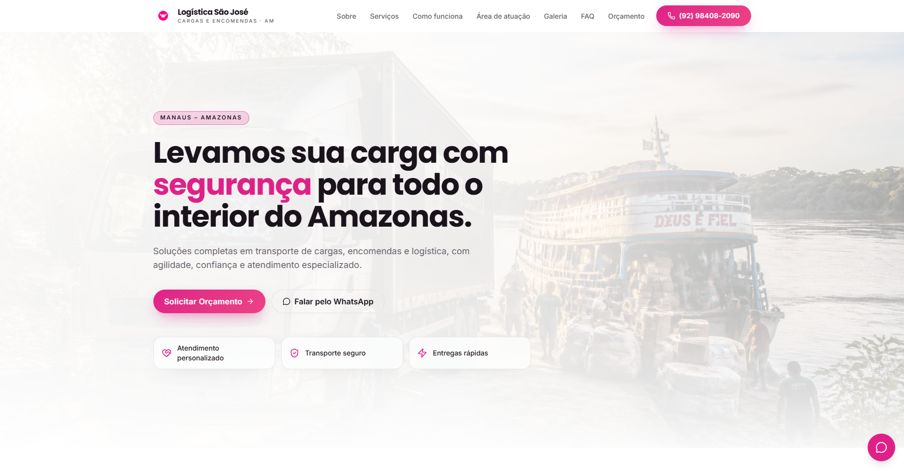 Site do projeto Logística São José em notebook